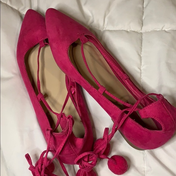Pink lace up flats - Picture 1 of 2